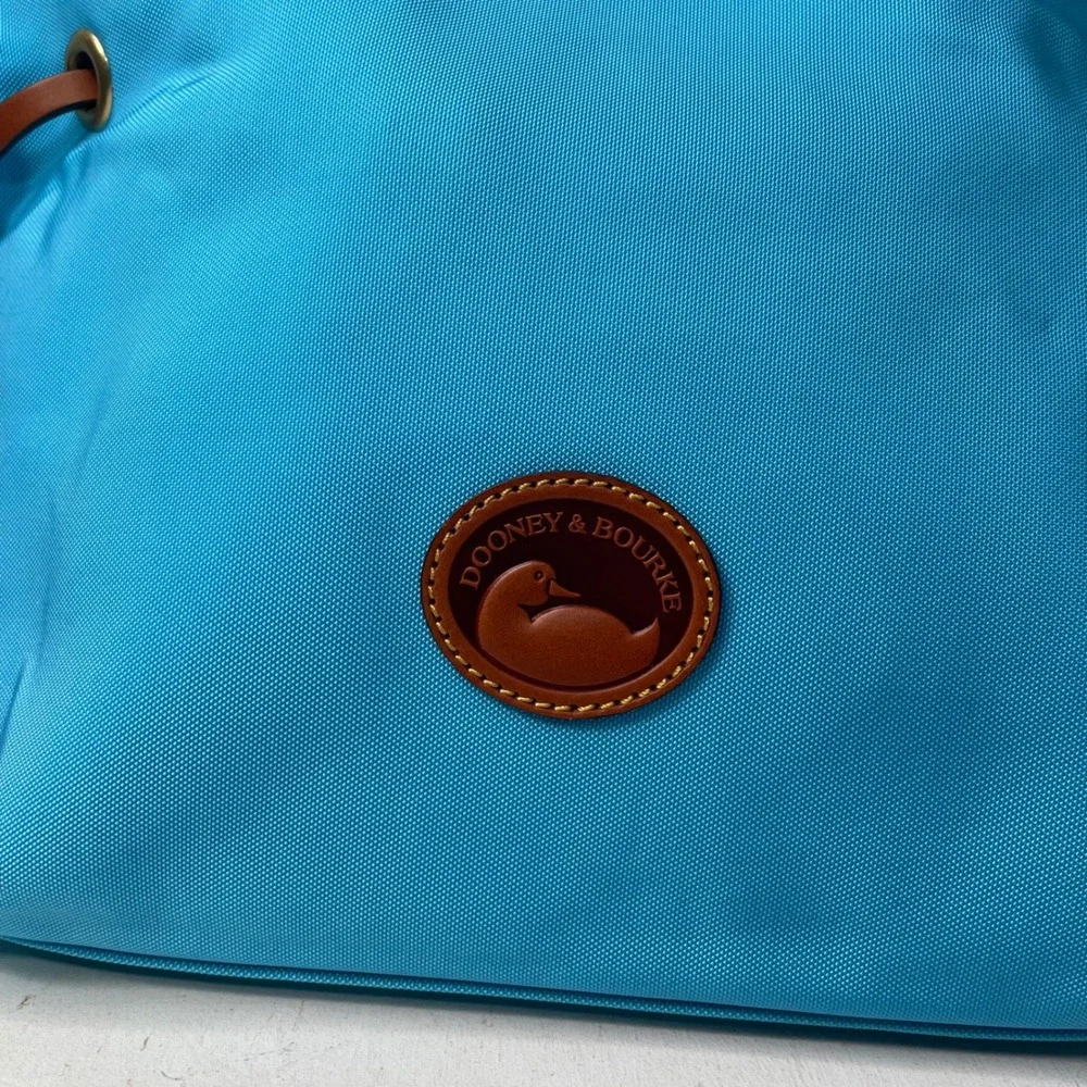 NWOT Dooney & Bourke Sky Blue Hobo Shoulder Bag Nylon Purse Leather Trim Preppy